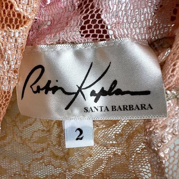 Robin Kaplan Ombre Dye Lace Sleeveless Blouse Tank Floral Rose Applique Pink - Picture 3 of 5